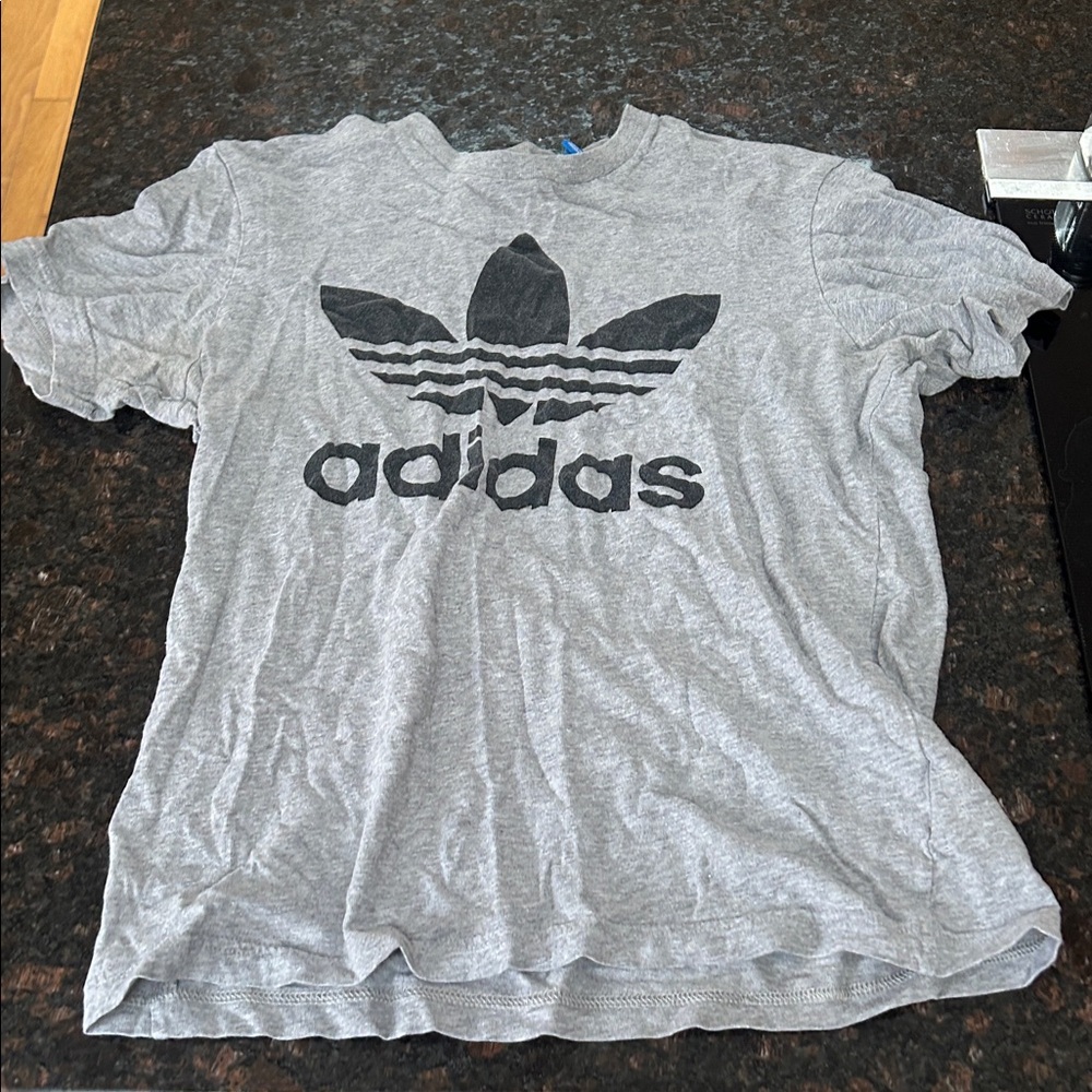Adidas Heather Gray Tee with Black Logo